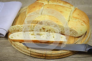 Oriental bread on a cutting board