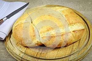 Oriental bread on a cutting board