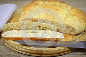 Oriental bread on a cutting board