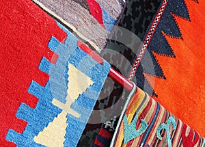 Oriental carpets in market.