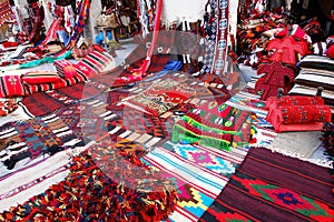 Oriental carpets in Wakif souk in Doha Qatar