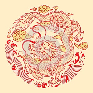 Oriental chinese dragon celebrate illustrator
