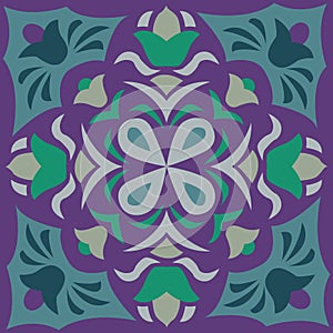 Oriental Chinese traditional flower square pattern