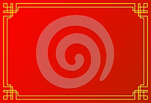 Oriental chinese yellow frame on red background with copy space