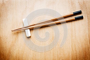Oriental Chopstick on wood table