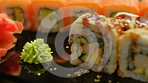 Oriental cuisine sushi rolls food meal delicacy