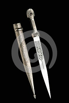 Oriental dagger on a black background