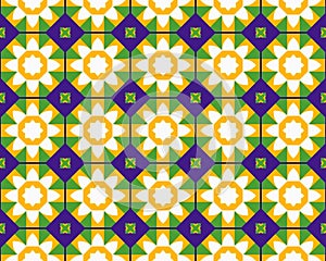 Oriental ethnic geometric seamless Tile pattern made with various traditional elements style design photo