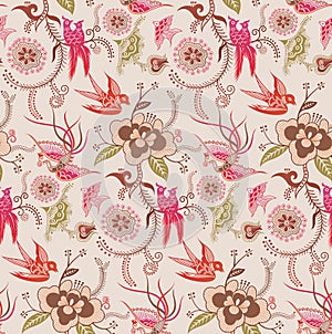 Oriental Floral and Bird Pattern 3