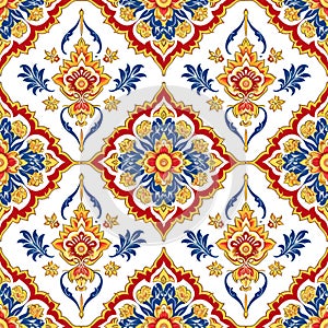 Oriental flower floral ornaments tiled background