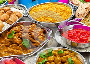 Oriental food - Indian takeaway at a London\'s food market photo