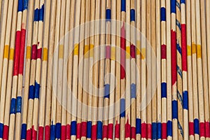 Oriental game of Mikado, Shanghai game. Colored pick up sticks