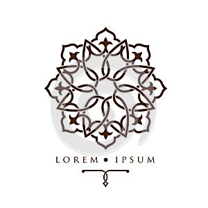 Oriental geometric design arabic pattern logo template.