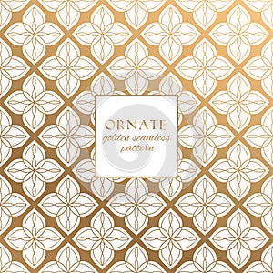 Oriental gold and white ornate vector seamless pattern