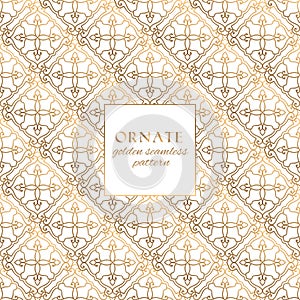 Oriental gold and white ornate vector seamless pattern