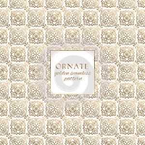 Oriental gold and white ornate vector seamless pattern