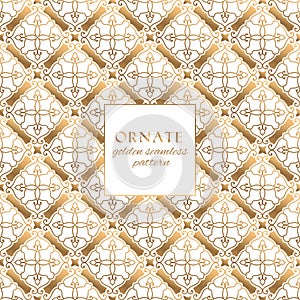 Oriental gold and white ornate vector seamless pattern