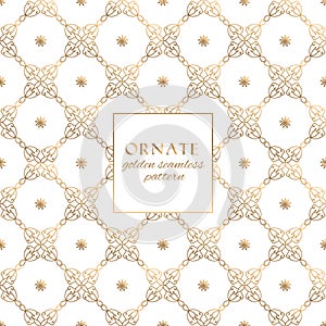 Oriental gold and white ornate vector seamless pattern