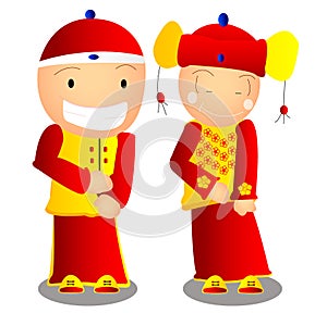 Oriental happy cute couple
