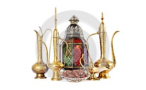 Oriental holidays decoration lantern pots dishes Ramadan kareem