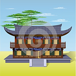 Oriental house with welcoming open door