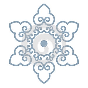 Oriental isolated pattern object spiral curve cross chain tracery frame line