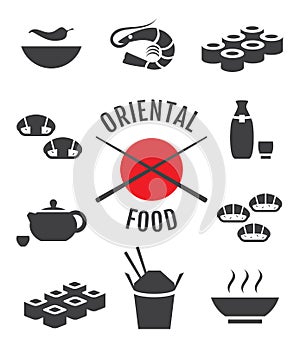 Oriental japanese food icons