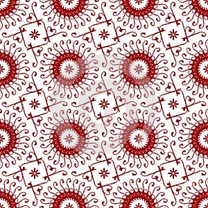 Ornamental Oriental Royal Vintage Arabic Chinese Red Floral Seamless Abstract Pattern Texture Wallpaper