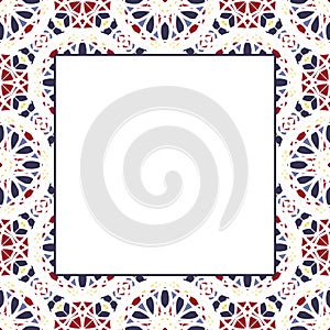 Oriental ornamental mosaic border. Arabic design for page decoration.