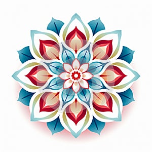 Oriental Ornate Flower: Colorful Geometric Patterns And Classic Tattoo Motifs