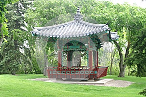 Oriental pagoda in park