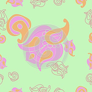 Oriental paisley seamless pattern . Hand drawn.