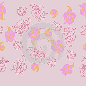 Oriental paisley seamless pattern . Hand drawn.