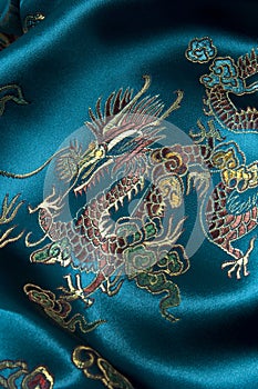 Oriental pattern on silk fabric