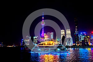 Oriental Pearl TV Tower Pudong Bund Huangpu River Shanghai China