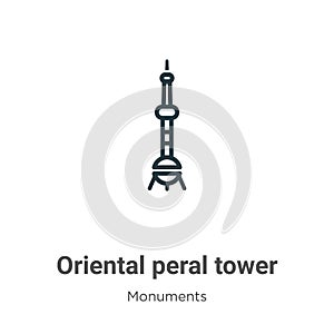 Oriental peral tower outline vector icon. Thin line black oriental peral tower icon, flat vector simple element illustration from