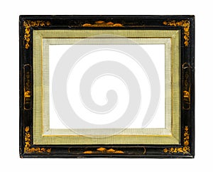 Oriental picture frame old antique lacquer and gold isolated on