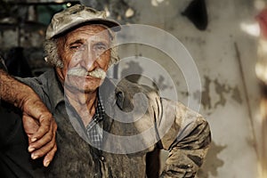 Oriental portait of a farmer / worker in location