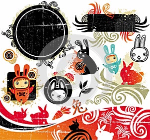Oriental Rabbit design elements