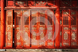 Oriental red monument in Imperial City, Hue