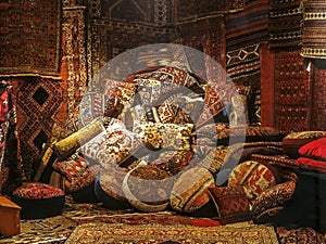 Oriental rugs and pillows