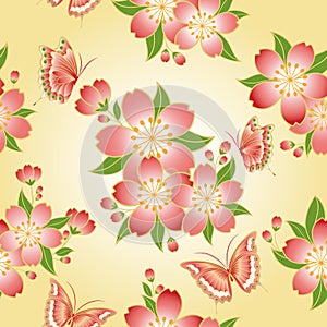 Oriental seamless pattern cherry blossom