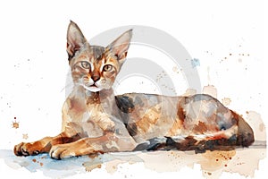 Oriental Shorthair watercolor, isolated on white background