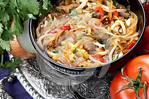 Oriental soup lagman photo