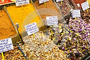 Oriental spices and tea at the Grand Bazaar in Istanbul