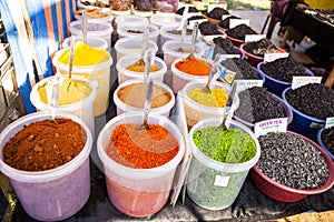 Oriental spicy seasonings Spice Indian bazaar Anjuna Market Goa