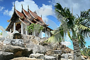 Oriental-style garden, Chinese pagoda, stone elevation, gardens in Thailand