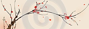 Oriental style painting, plum blossom in spring