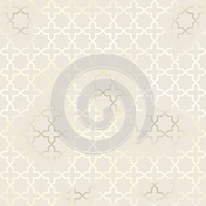 Oriental style seamless pattern. Vector foil ornament on creamy background. Islamic traditional texture for backgrounds