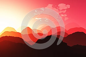 Oriental Sunset 3D render 02